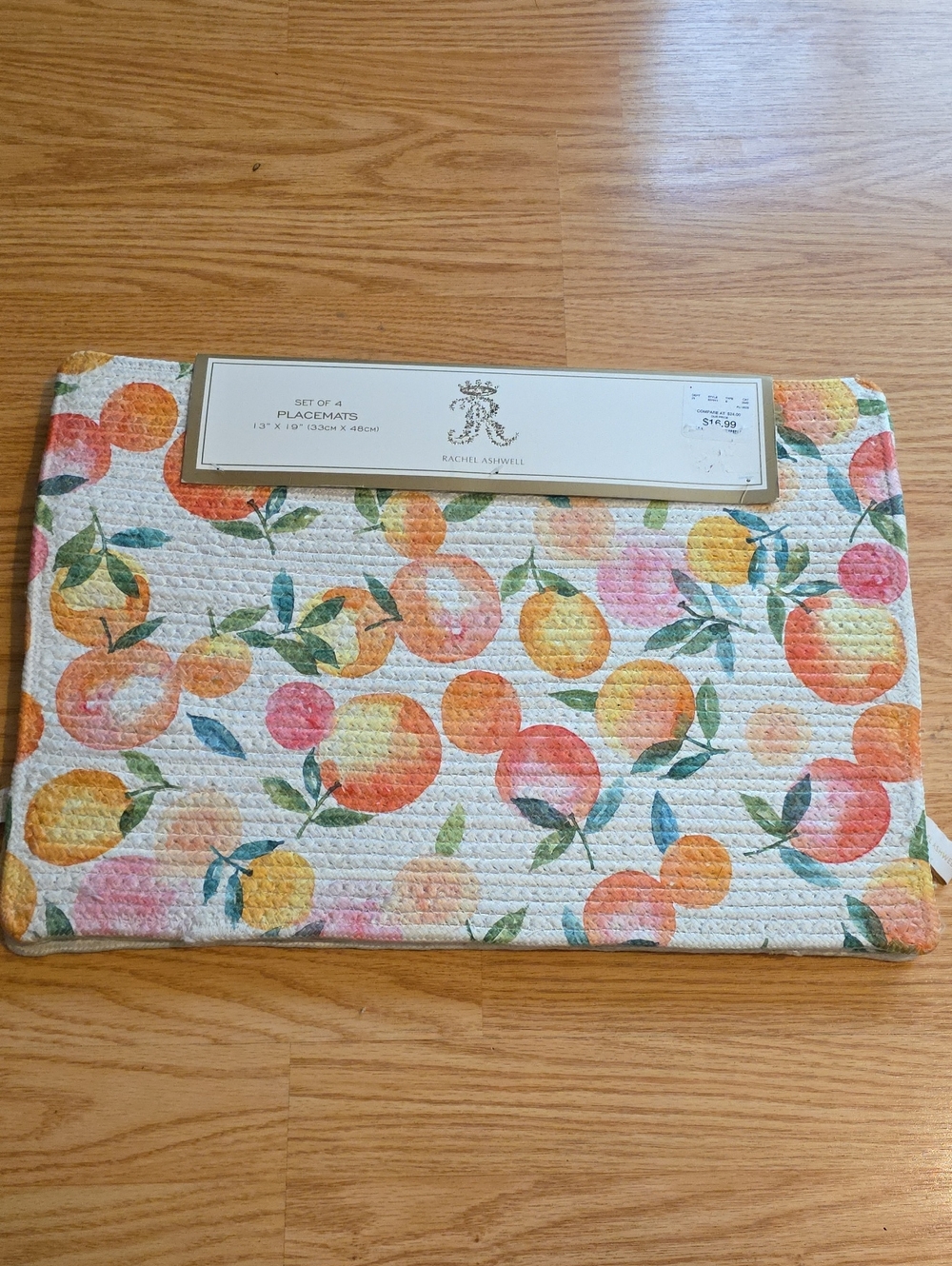 Rachel Ashwell Citrus Watercolor Placemats - Set of 4, Multicolor